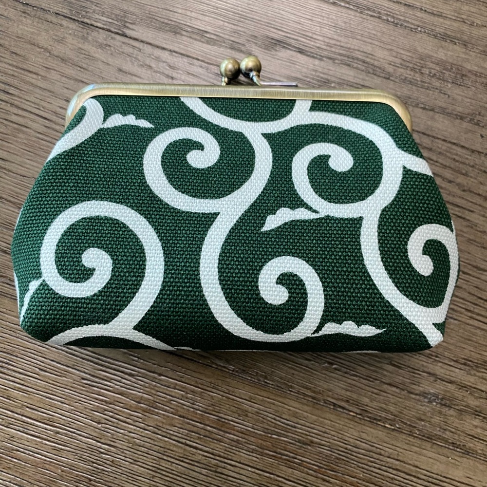 Japanese Green Swirl Coin Clutch